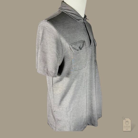 Men’s Michael Kors | Gray Polo Shirt Large | Short Sleeve Double Chest Pockets - Picture 2 of 7